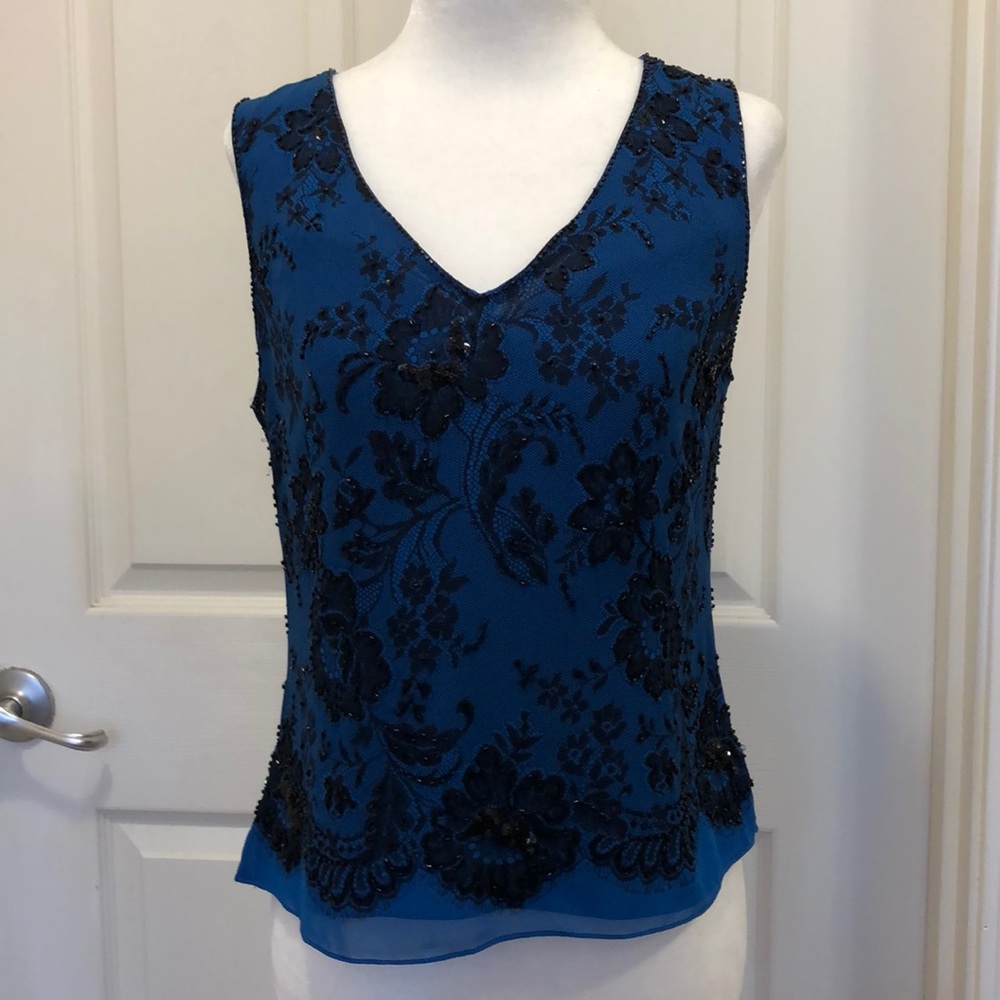 Rickie Freeman Silk Beaded Blouse